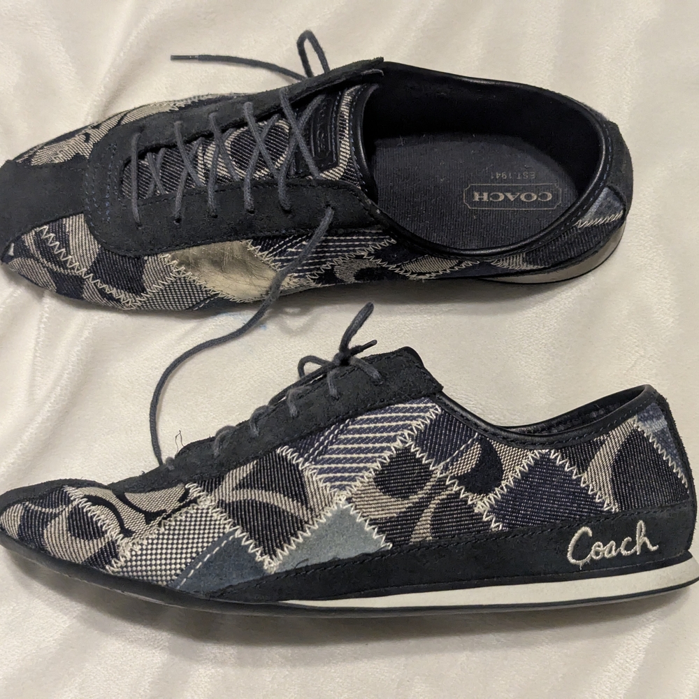 Coach Men's Black and Gray Patterned Sneakers